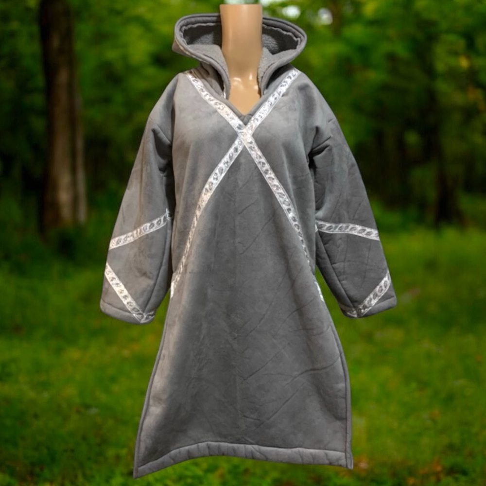Handmade Fantasy Renaissance Long Hooded Coat